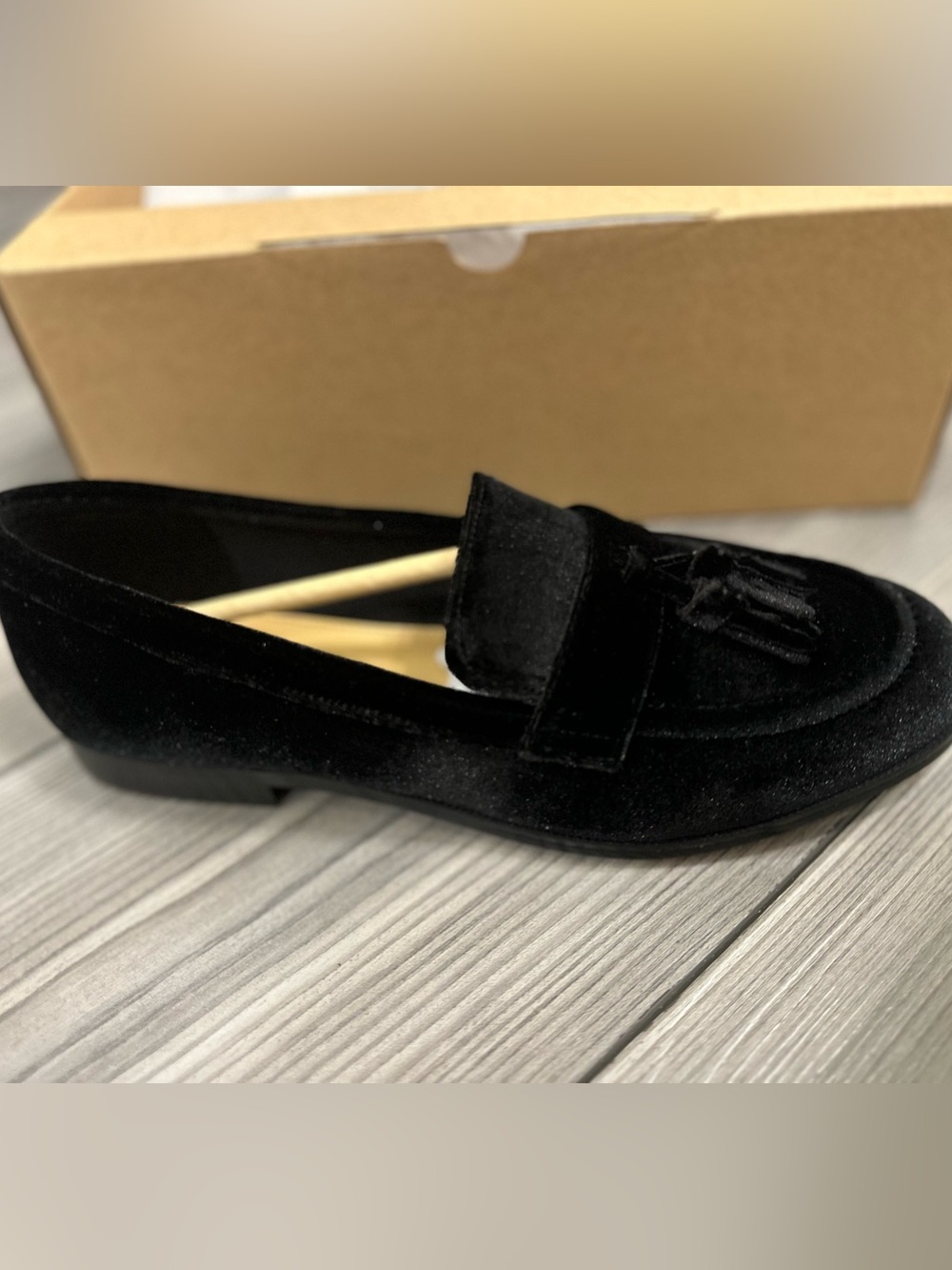 J. Crew Black Velvet Tassel Loafers Women’s Slip On Flats NIB - Picture 2 of 6